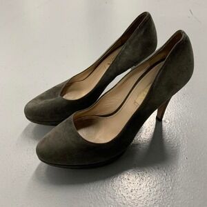 Prada Olive Grey Suede Pumps - Size 36
